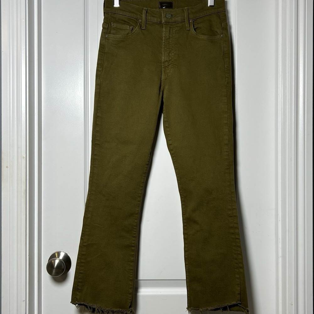 MOTHER Olive Green High-Rise Jeans